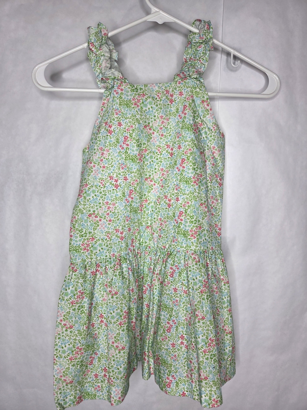 Girls' Floral Ruffle Strap Casual Dress - Green/Pink